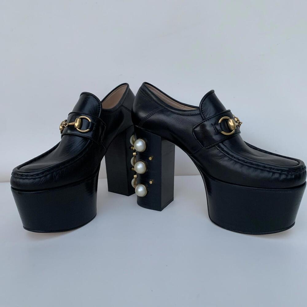NEW GUCCI Pearl heel pumps heels ankle boots sz 7.5